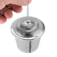 Infuseur à thé réutilisable en acier inoxydable 304, durable, en forme de seau, avec chaîne et couvercle, filtre à thé à mailles fines pour thé en feuilles