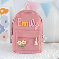 Sac à dos personnalisé pour enfants avec broderie de nom, sac à dos scolaire en velours côtelé personnalisé, sac à dos décontracté pour garçons et filles