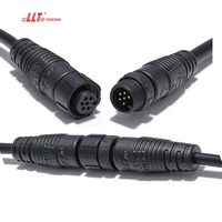 LLT 6 Way Wire M12 Led Outdoor 2 3 4 5 7 8pin IP67 IP65 Waterproof Cable Connector