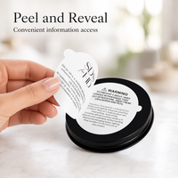 Étiquettes autocollantes personnalisées imperméables circulaires multicouches pliables à décoller et révéler pour l'emballage des pots de cosmétiques et de soins de la peau