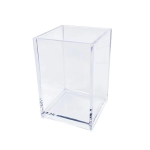 Porte-stylo en acrylique transparent, boîte de rangement carrée pour bureau, organisateur de papeterie pour étudiants, Design Simple et minimaliste - Product Image 5