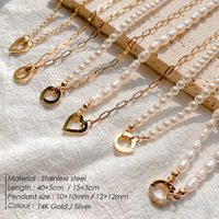 Collar Impermeable con Dije de Corazón y Cadena de Perlas para Colgante DIY Hecho a Mano, Accesorio de Joyería de Acero Inoxidable para Mujer