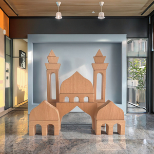 Blocs de construction en bois de mosquée islamique <span class=keywords><strong>Montessori</strong></span>, jouet éducatif en bois de hêtre naturel pour enfants, cadeau de l'Aïd - Product Image 3