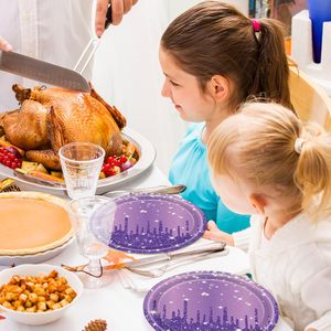 ชุดจานกระดาษสีม่วงเงิน DAMAI พร้อมผ้าเช็ดปาก อุปกรณ์จัดงานเลี้ยงแบบใช้แล้วทิ้ง ของตกแต่งงานเลี้ยงวันเกิด ของชำร่วย - Product Image 5