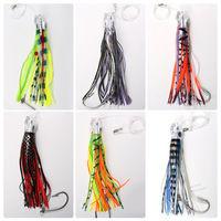 Appâts souples en résine de silicone Riged, 6 pièces/paquet, 16,5 cm/22,8 cm, jupe de calmar marlin, leurres de traîne