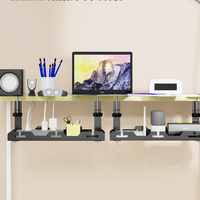 Plateau de gestion de câbles en métal réglable sous le bureau sans perceuse Boîte de gestion de câbles avec pince pour l'organisation du fil