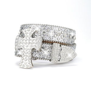 Nuevo diseñador brillante Bling lentejuelas tachonado Rhinestone diamante Jeans cinturón Punk Western <span class=keywords><strong>Cowboy</strong></span> Cowgirl cinturón <span class=keywords><strong>con</strong></span> gran hebilla cruzada - Product Image 6