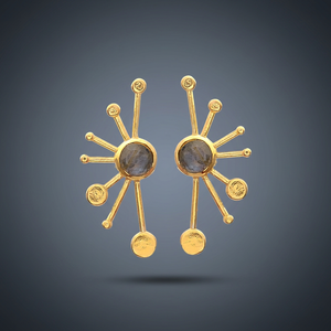 ต่างหูลาบราโดไรต์สวยงาม คลาสสิก ชุบทอง 14K - Product Image 4