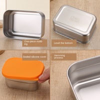 Boîte de conservation alimentaire carrée en acier inoxydable 304 pour l'extérieur, avec couvercle en silicone pour préserver la fraîcheur et séparateurs pour boîte à lunch