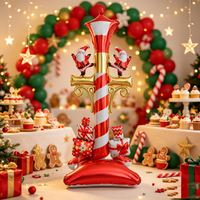 Ballon en Mylar Colonne Lumineuse de Noël en Forme de Lampadaire, Père Noël et Boîte Cadeau pour Décoration de Vitrine de Magasin et Fêtes