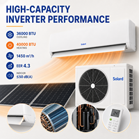 Climatiseur Solaire 36000 BTU 3 Tonnes DC Inverter Mural Hybride Solaire Refroidissement Chauffage CE Robuste Usine