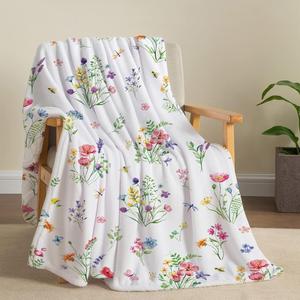 Floral Flannel Blanket <b>Throw</b> Blanket Nap Blanket Fade Resistant Lightweight <b>for</b> Bed Sofa <b>Couch</b> Custom Print Bulk Wholesale - Product Image 2