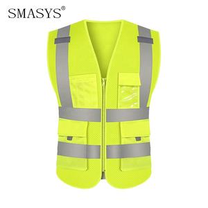 SMASYS حار بيع صديقة للبيئة عاكسة سلامة سترة سوداء مع جيوب - Product Image 5