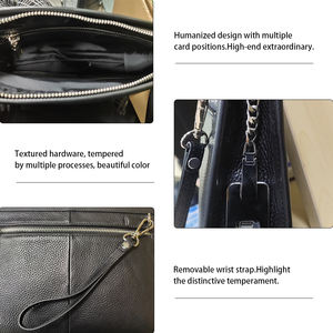 Lucchetto per impronte digitali borsa in vera pelle di moda borsa personalizzata da <span class=keywords><strong>uomo</strong></span> Smart Bag lock pochette con sistema di impronte digitali intelligente in vera pelle - Product Image 5