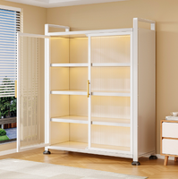 Armoire de rangement moderne en acier, autoportante, multi-niveaux, organisateur utilitaire, casier métallique anti-poussière pour chambre et salon