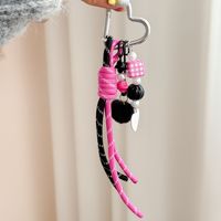 Nouveau Charm de Sac en Peluche Cœur Style Miu Mignon, Porte-clés Poupée en Dentelle et Nœud, Cordon de Téléphone en Corde Tressée, Sérigraphié, Cadeau Portable