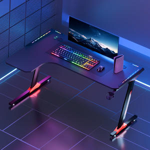 Muebles de Oficina Personalizados al por Mayor, <span class=keywords><strong>Mesa</strong></span> de Juego para Computadora Negra, <span class=keywords><strong>Mesa</strong></span> de Juego para Computadora RGB para Deportes Electrónicos con Soporte para Vasos - Product Image 1
