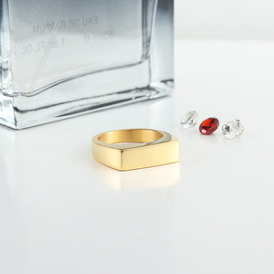 yunnique <b>Titanium</b> Steel Rectangular <b>Ring</b> Gold Geometric Women's Fashion Jewelry Gift - Product Image 4