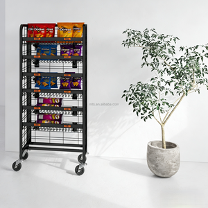 Exhibidor Metálico Negro de Múltiples Niveles con Panel Perforado, Organizador Móvil de Snacks para Supermercados y Tiendas de Conveniencia - Product Image 5