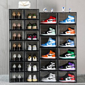 Wholesale Transparent <b>Plastic</b> Sneaker Stackable Shoe <b>Storage</b> Boxes Drop Front Acrylic <b>Drawer</b> Type Magnetic Clear Shoe Box - Product Image 3