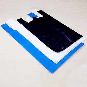 Sacs à provisions de transporteur de gilet de T-shirt de bleu biodégradable en plastique PE de prix d'usine en gros - Product Image 5