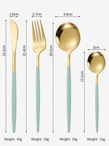 4 40 Piece Stainless Steel Flatware Set Gold <b>Knife</b> <b>Fork</b> Spoon Cutlery with Colored Handle for Hotel Restaurant Catering - Product Image 2