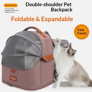 Tas Ransel Hewan Peliharaan Anjing Kucing Lipat Portable Kapasitas Besar, Dapat Disesuaikan, Bernapas, dan Dapat Diperluas, Laris untuk Aktivitas Luar Ruangan - Product Image 1
