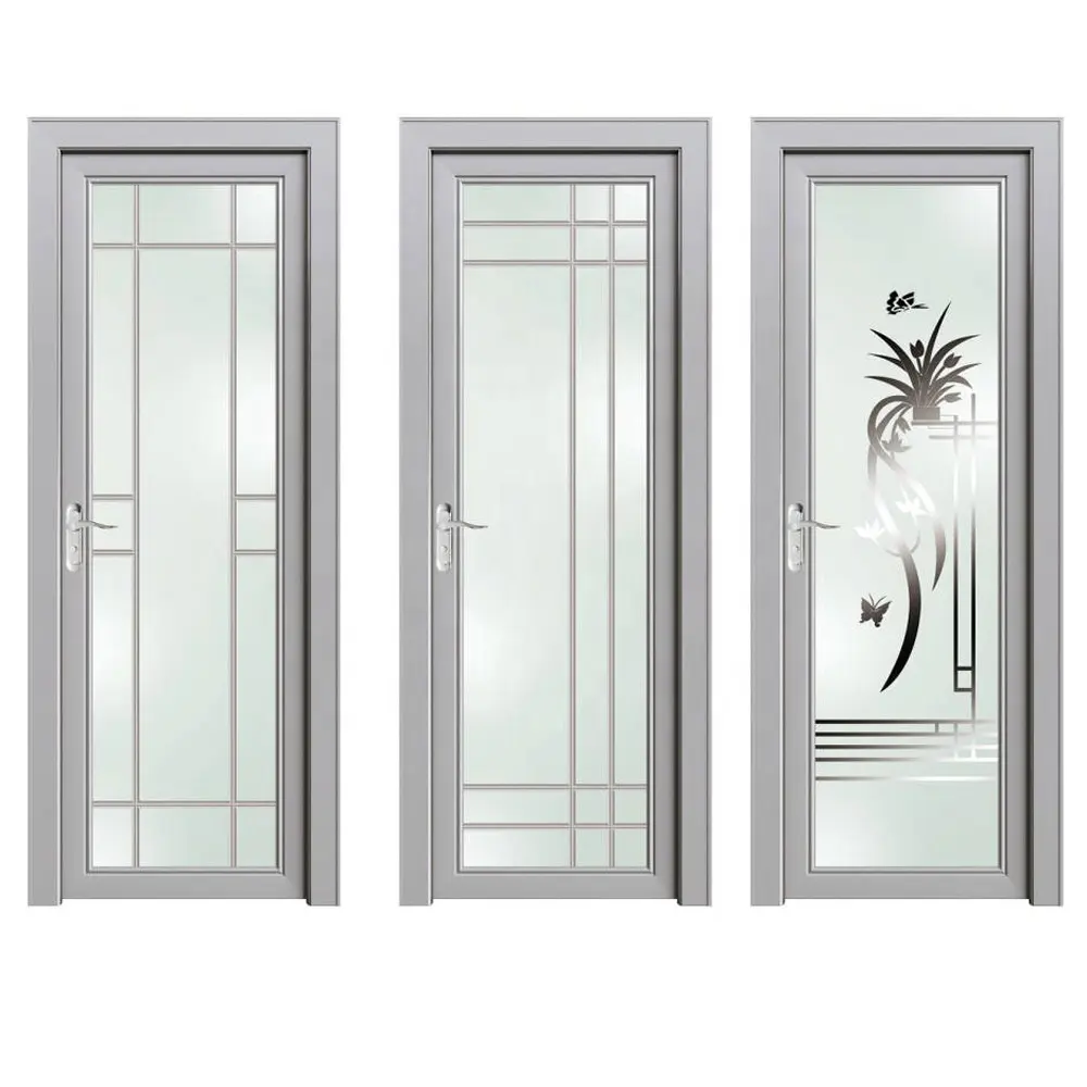 Modello in alluminio bagno porta battente in lega di alluminio porta in vetro temperato