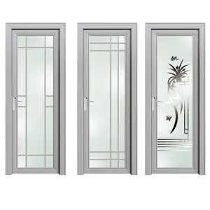 Model Aluminum Bathroom Door Aluminum Alloy Swing Tempered Glass Door