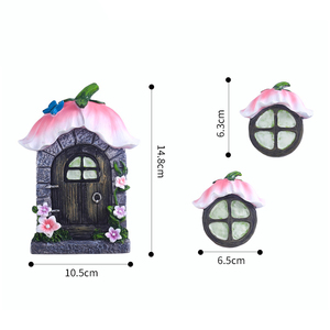 Accessoires de maisons de jardin miniatures, résine brille dans le noir porte fenêtre jardin cour arbre ornements décoratifs - Product Image 6