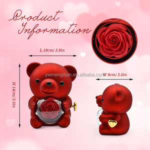Caja de oso de lujo para el Día de San Valentín, caja de regalo de flores <span class=keywords><strong>eternas</strong></span> preservadas, caja de joyería con anillo de Rosa giratorio - Product Image 3