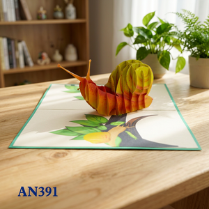 Carte pop-up 3D escargot en papier fait main, design personnalisé, style animalier, impression offset, cadeau promotionnel, artisanat vietnamien, vente chaude - Product Image 3