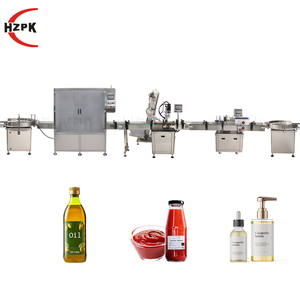 HZPK Filling Production Line Plastic Bottle Glass <b>Jar</b> Automatic Juice Liquid Water Oil Cosmetic Filling Capping <b>Labeling</b> Machine - Product Image 1