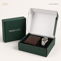 Boîte d'expédition vert forêt avec logo argenté, insert en mousse EVA, intérieur bicolore, emballage cadeau de luxe pour montres et bijoux