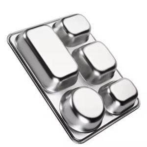 स्टेनलेस स्टील ने डीप लंच बॉक्स 5 डिब्बे लंच ट्रे बच्चों को ढक्कन के साथ बेटो बॉक्स की सेवा - Product Image 3