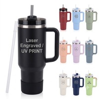 Tumbler Stainless Steel 40oz dengan Gagang, Cangkir Berinsulasi Dinding Ganda dengan Tutup Sedotan untuk Perjalanan, Kantor, dan Hidrasi Sehari-hari