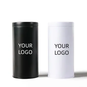 Wholesale Printing Design Food Grade Airtight Round Black Matte Tins Custom Coffee Tin Can Tea Metal Tins Container With Lid