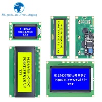 Modul LCD TZT Layar Biru Hijau untuk Arduino 0802 1602 2004 12864 Karakter LCD UNO R3 Mega2560 Tampilan PCF8574T IIC I2C Port