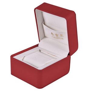 Boîtes à montres en papier doux au toucher couleur bordeaux avec poche en velours blanc, emballage cadeau tendance pour montres - Product Image 1