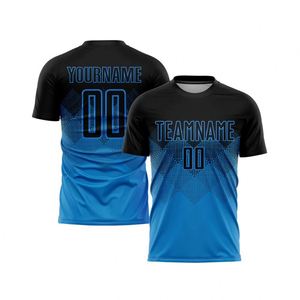 Camiseta de Fútbol de Manga Corta con Degradado Azul y Negro, Transpirable, de Secado Rápido, Ligera, Ropa Deportiva de Alto Rendimiento para Entrenamiento - Product Image 1