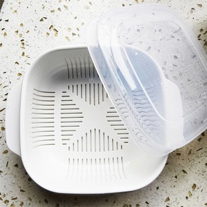 Food <b>Container</b> Square <b>Rice</b> Divider Box With Drainage Layer For Storage - Product Image 2