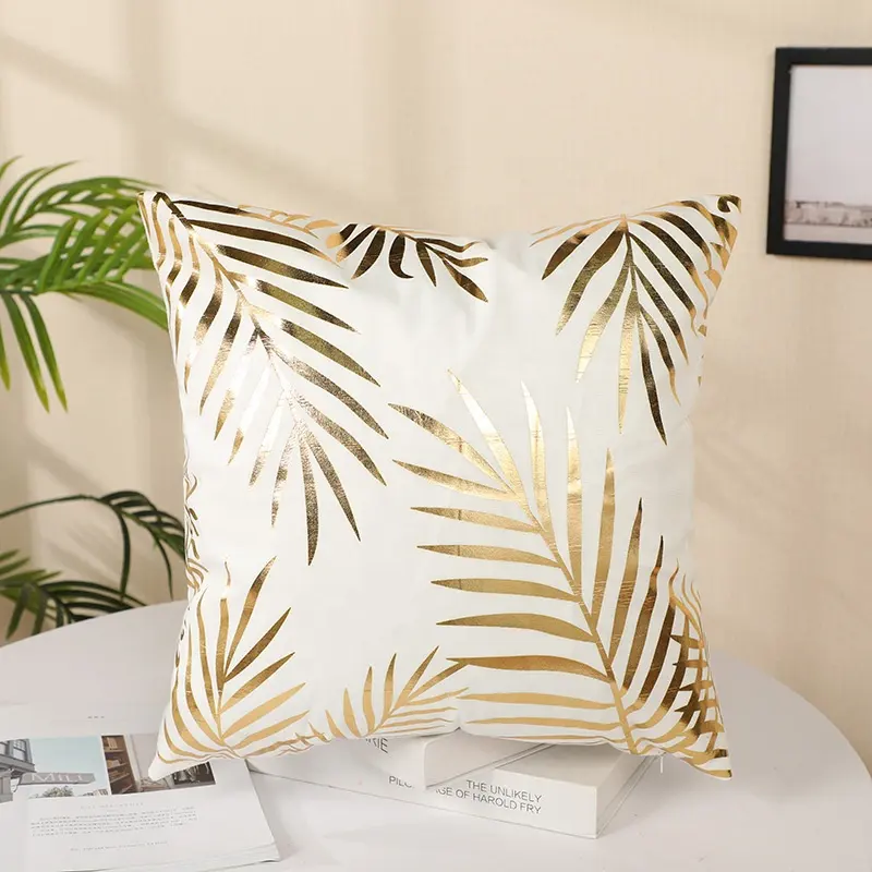 Square colorful printed back cushion gold bronzing throw pillow covers pillowcase for home decorative