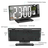 Nouveau électrique LED Projection Table horloge numérique veilleuse décoration murale Radio caractéristique électrique alarme bureau miroir électronique