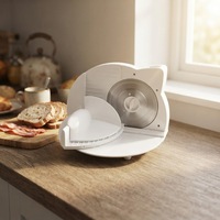 Trancheuse à viande électrique 150W, pliable, réglable, épaisseur de coupe 0-15mm, lame en acier inoxydable, usage domestique et commercial