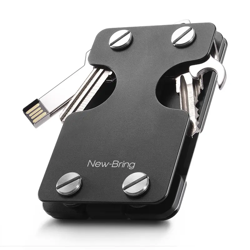 New Creative Key Ring Pendant RFID Blocking Multifunctional Metal Key Card Holder Wallet Carbon Fiber Key Case Wallet