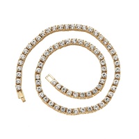 Colliers chaînes de tennis givrées, avec pierres CZ scintillantes, en alliage de 3mm de largeur, simple rangée, en stock, nouvelle collection