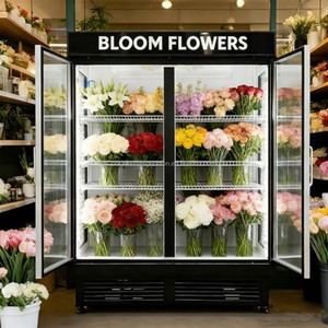 Grand réfrigérateur vertical pour fleuriste avec double porte vitrée, vitrine de présentation pour fleuriste avec éclairage LED - Product Image 2