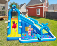 Toboggan aquatique gonflable avec mur d'escalade, pistolet à eau, piscine à jets d'eau, parc aquatique gonflable pour enfants pour jouer en plein air en été