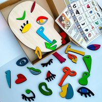 Rompecabezas de Madera Montessori, Juego de Rompecabezas de Arte de Picasso, 26 Piezas de Madera para Niños, Estimula la Imaginación y la Creatividad Infantil