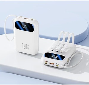Portable 20000MAH Li-Polymer <b>Battery</b> Fast Charging Power Bank with Built-in <b>Cables</b> LED Display 37W PD Outdoor Charger - Product Image 1